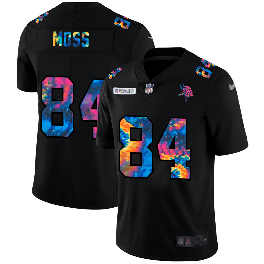 NFL Minnesota Vikings #84 Randy Moss Men Nike MultiColor Black 2020 Crucial Catch Vapor Untouchable Limited Jersey